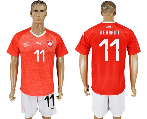 Switzerland #11 Behrami Red Home Soccer Country Jersey